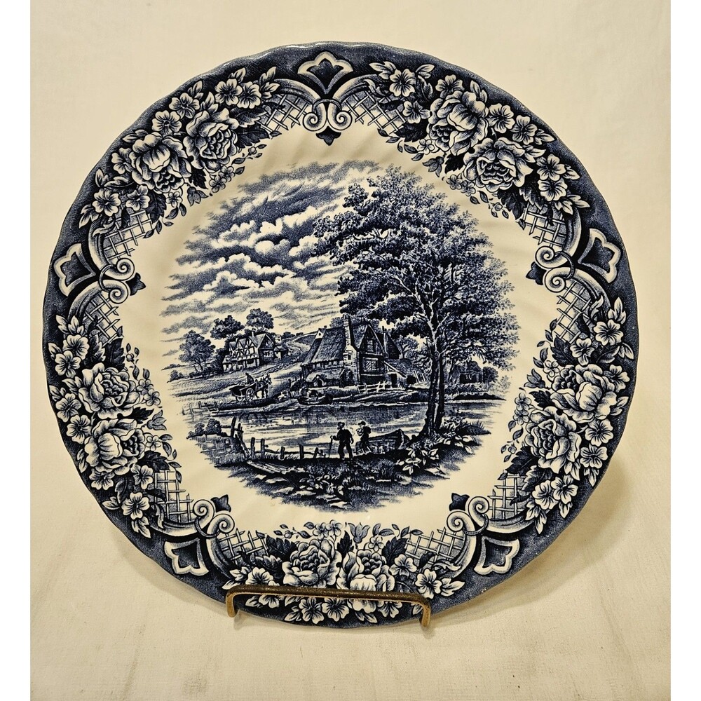 Royal Art Staffordshire Blue & White Scenic Grindley Homeland 10" Plate MINT